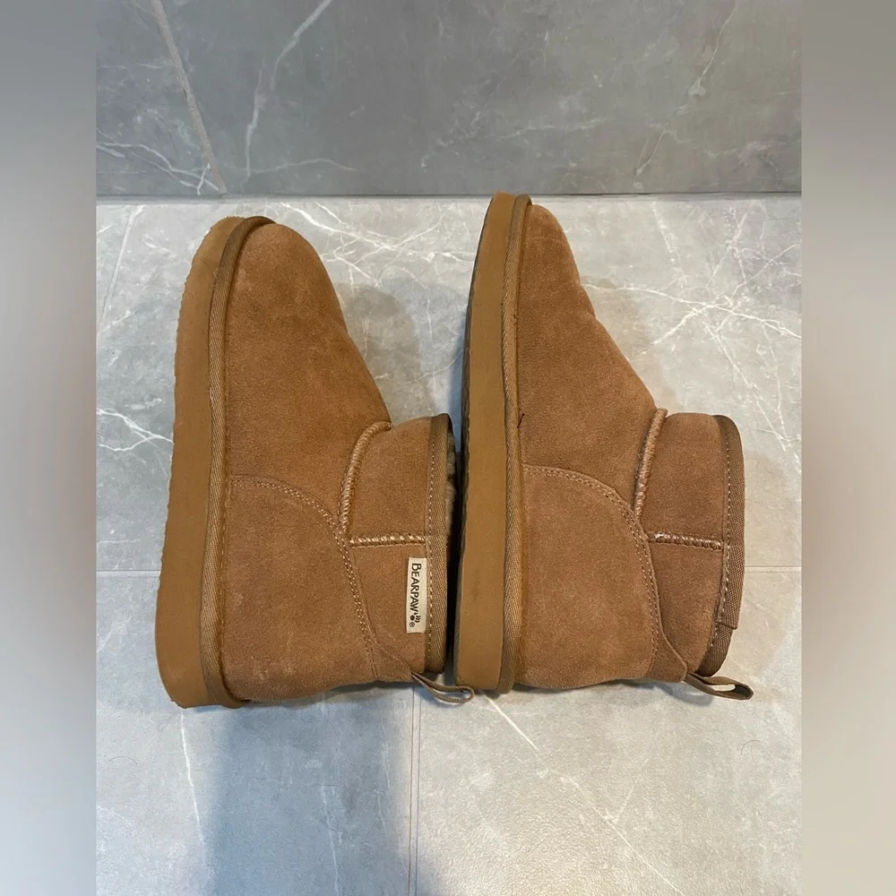 BearPaw Kiara Chestnut Suede Short Shearling Boots